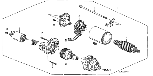 2007 Honda Accord Starter Motor Assembly (Sm-44238) (Mitsuba) Diagram for 31200-RCA-A02