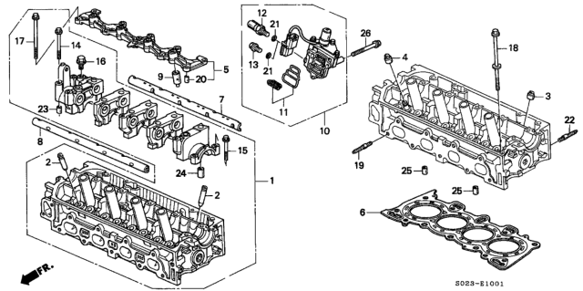 1998 Honda Civic Cylinder Head (V-TEC) Diagram