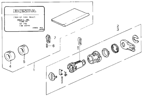 1998 Honda Odyssey 5 Door EX KA 4AT Key Cylinder Kit Diagram