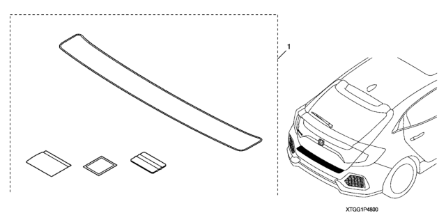 2017 Honda Civic 5 Door LX (HONDA SENSING) KA CVT Rear Bumper Applique Diagram