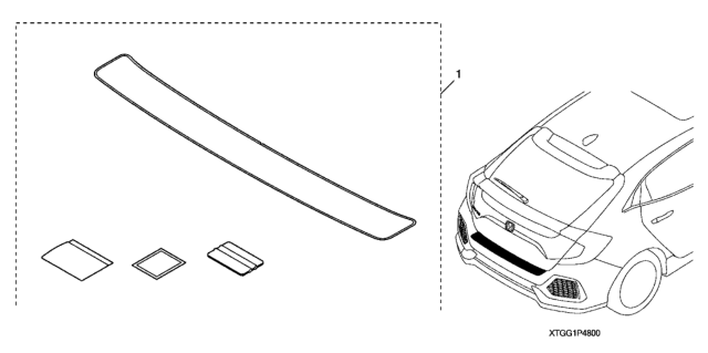 2018 Honda Civic Rear Bumper Applique Diagram for 08P48-TGG-101