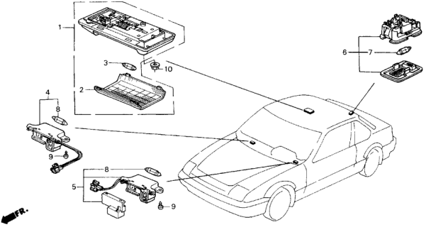 1990 Honda Prelude Light Assembly, Interior (Lofty Gray) Diagram for 34250-SF1-J01ZA