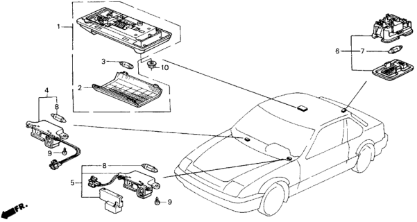 1990 Honda Prelude Light Assembly, Interior (Lofty Blue) Diagram for 34250-SF1-J01ZC