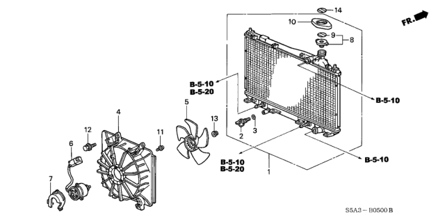 2001 Honda Civic Radiator (Denso) Diagram