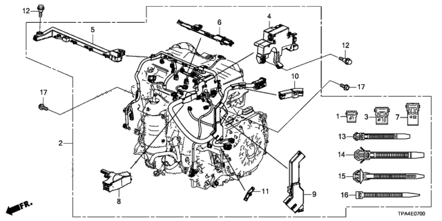 2020 Honda CR-V Hybrid HOLDER, ENG HARN Diagram for 32128-5TZ-H00