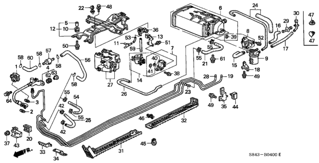 2001 Honda Accord Hose, Pressure Regulator Return Diagram for 17723-S87-A00