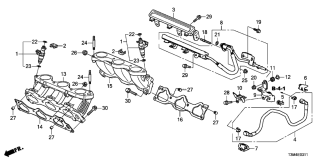 2017 Honda Accord Fuel Injector (V6) Diagram