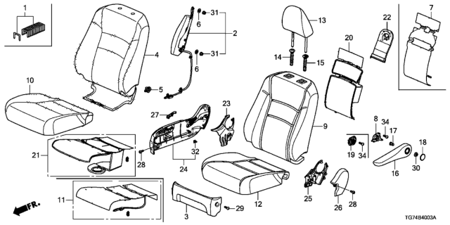 2017 Honda Pilot Front Seat (Passenger Side) (Power Seat) Diagram