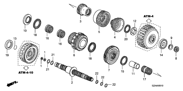 2012 Honda Pilot 5 Door LX (2WD) KA 5AT AT Secondary Shaft Diagram