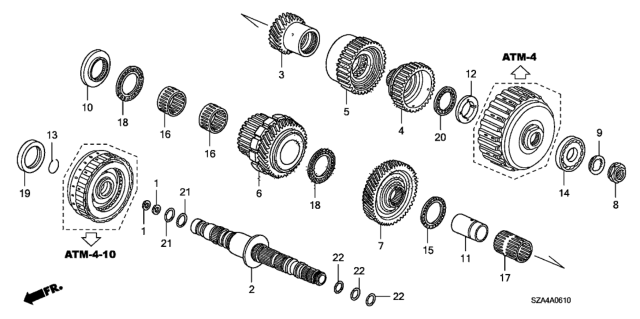 2009 Honda Pilot AT Secondary Shaft Diagram