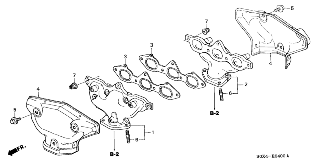 2001 Honda Odyssey 5 Door EX (NAVIGATION) KA 4AT Exhaust Manifold Diagram