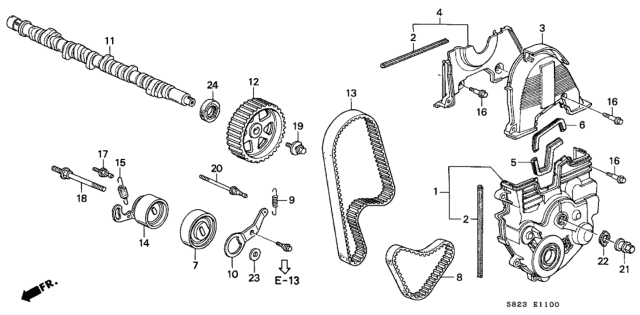 2002 Honda Accord Rubber, Timing Belt Adjusting Bolt Diagram for 90401-PAA-A00