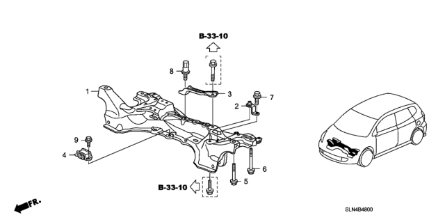 2008 Honda Fit 5 Door BASE KA 5MT Front Sub Frame Diagram