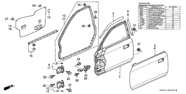 1999 Honda Prelude Door Panel Diagram