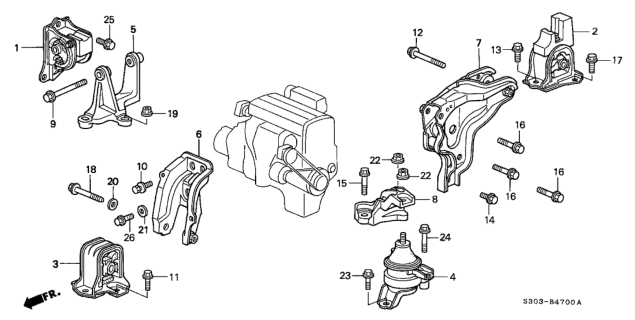 1999 Honda Prelude Mounting Assy., RR. Engine (MT) Diagram for 50810-S30-000