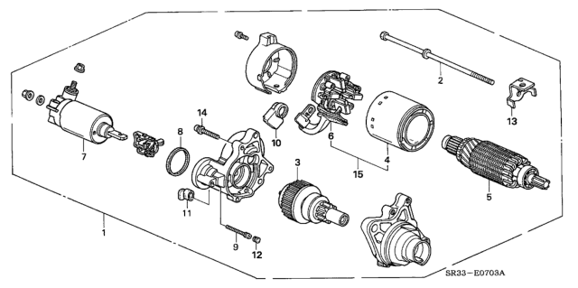 1992 Honda Civic Starter Motor Assembly (Sm-302-46) (Mitsuba) Diagram for 31200-P03-005