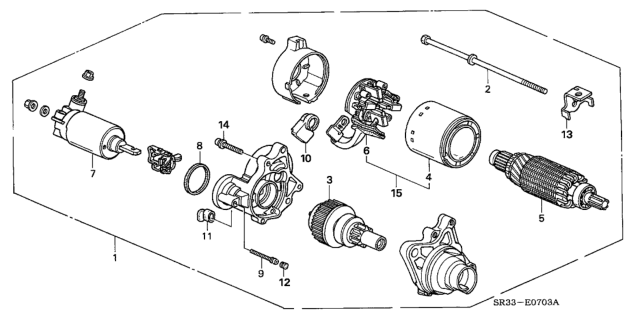 1995 Honda Civic Starter Motor (Mitsuba) Diagram