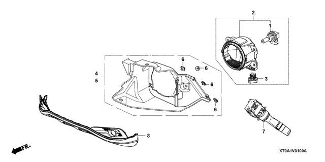 2012 Honda CR-V 5 Door LX (2WD) KA 5AT Foglight Kit Diagram