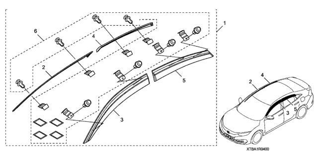 2017 Honda Civic 4 Door EX (TURBO/SENSING) KA CVT Visor - Door Diagram