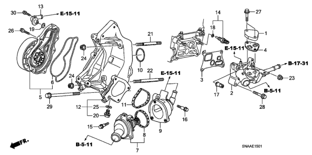 2009 Honda Civic 4 Door SI (HPT NAVIGATION) KA 6MT Water Pump (2.0L) Diagram