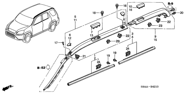 2006 Honda CR-V Molding - Roof Garnish Diagram