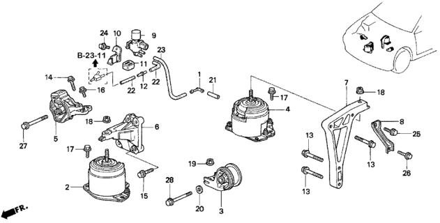 1995 Honda Accord Engine Mount (V6) Diagram