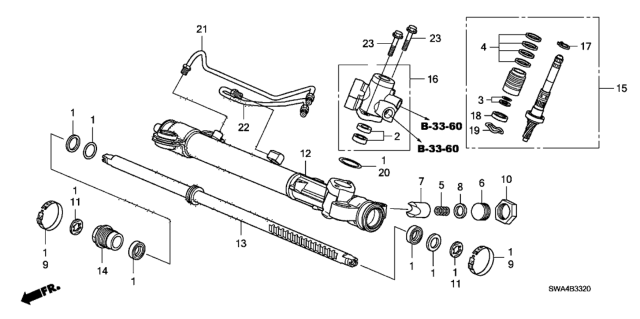 2008 Honda CR-V 5 Door LX (2WD) KA 5AT P.S. Gear Box Components Diagram