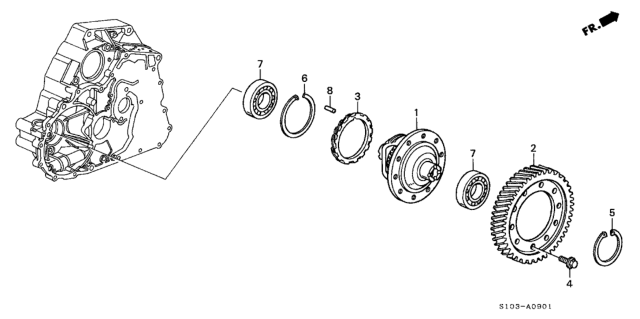 2000 Honda CR-V AT Differential Gear Diagram