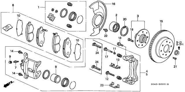 1997 Honda Civic Disk, Front Brake Diagram for 45251-S5D-A10