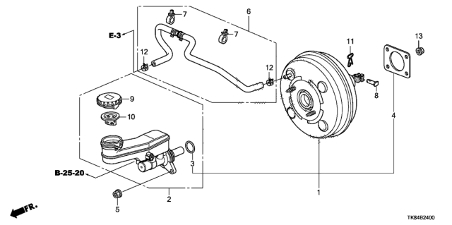 2011 Honda Odyssey Tube Assy., Master Power Diagram for 46402-TK8-A01