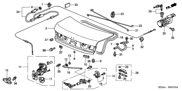 2005 Honda Accord Trunk Lid Diagram