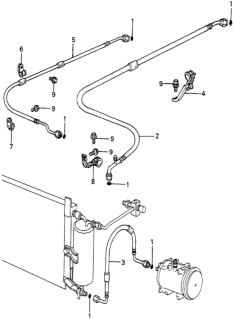 1980 Honda Prelude A/C Hoses - Pipes Diagram