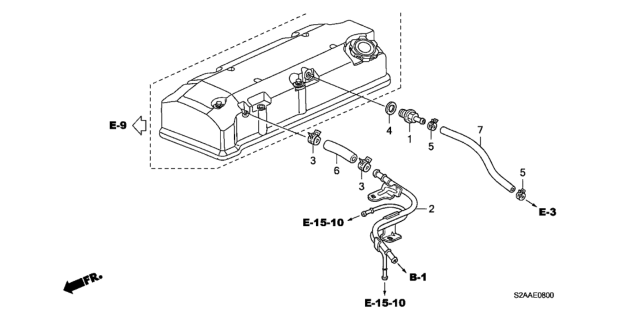 2009 Honda S2000 Pipe, Breather Diagram for 17137-PZX-000