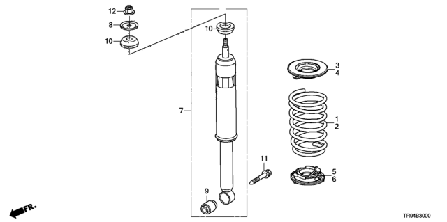 2012 Honda Civic Spring, Left Rear Diagram for 52446-TR0-A02