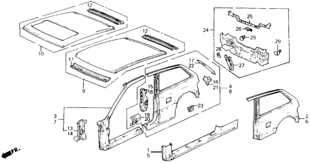 1990 Honda Civic Stiffener, R. Lap Out Anchor Diagram for 63111-SH0-A50ZZ