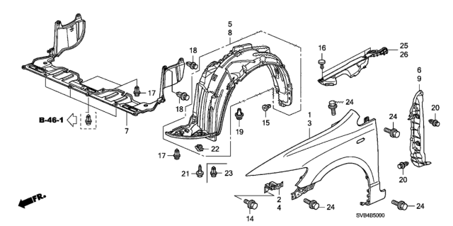 2010 Honda Civic Front Fenders Diagram