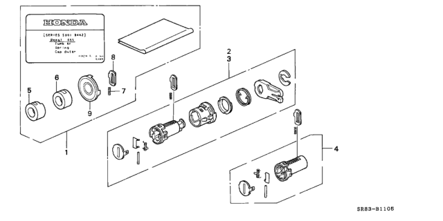 1995 Honda Civic Key Cylinder Kit Diagram