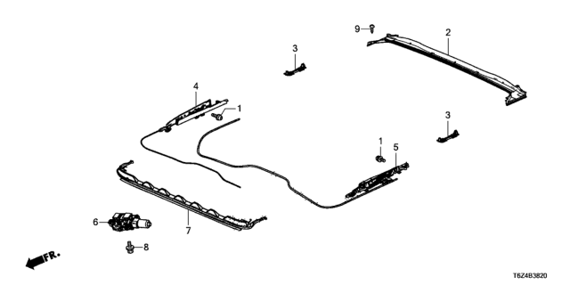 2021 Honda Ridgeline Roof Slide Components Diagram