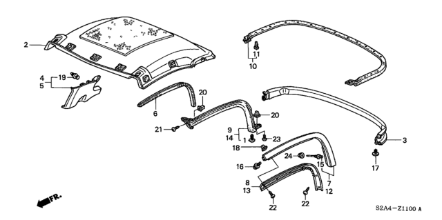 2006 Honda S2000 Roof Lining (Hardtop) Diagram