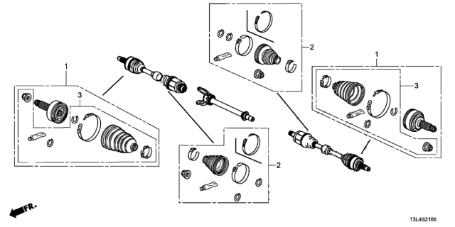 2016 Honda Accord Front Driveshaft Set Short Parts Diagram