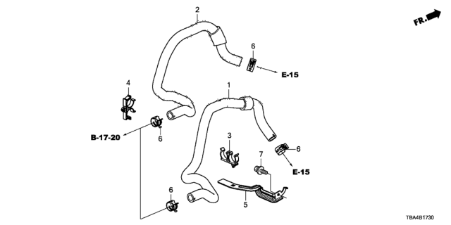 2017 Honda Civic 4 Door EX (TURBO SENSING) KA CVT Water Hose Diagram