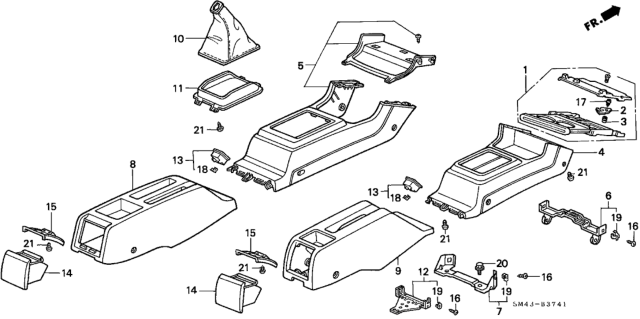 1993 Honda Accord 4 Door EX KA 5MT Console Diagram