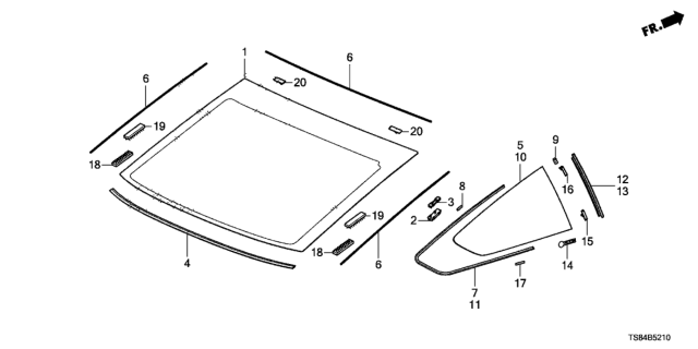 2013 Honda Civic Rear Windshield - Quarter Glass Diagram