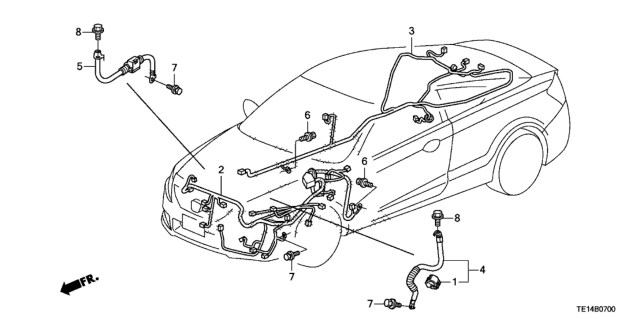 2012 Honda Accord Wire Harness, L. Cabin Diagram for 32120-TE0-A34