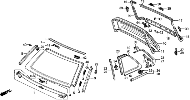 1990 Honda Prelude Glass, RR. Windshield (Green) Diagram for 73211-SF1-A11