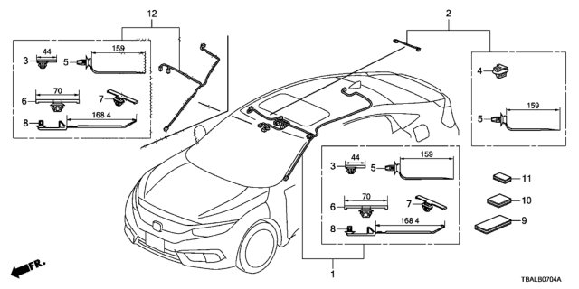 2020 Honda Civic WIRE, INTERIOR & SUNROOF Diagram for 32155-TBF-K00
