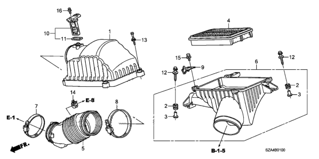 2009 Honda Pilot Tube, Air Flow Diagram for 17228-RN0-A00