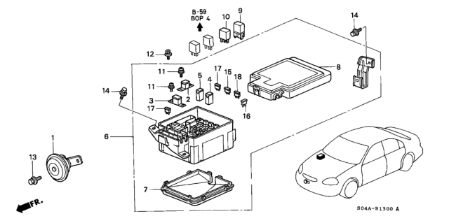 1999 Honda Civic Control Unit (Engine Room) Diagram