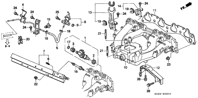 1998 Honda Civic 3 Door CX KA 4AT Intake Manifold (Down Flow) Diagram