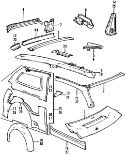 1973 Honda Civic Stiffener, R. RR. Shock Absorber Diagram for 70288-634-310Z